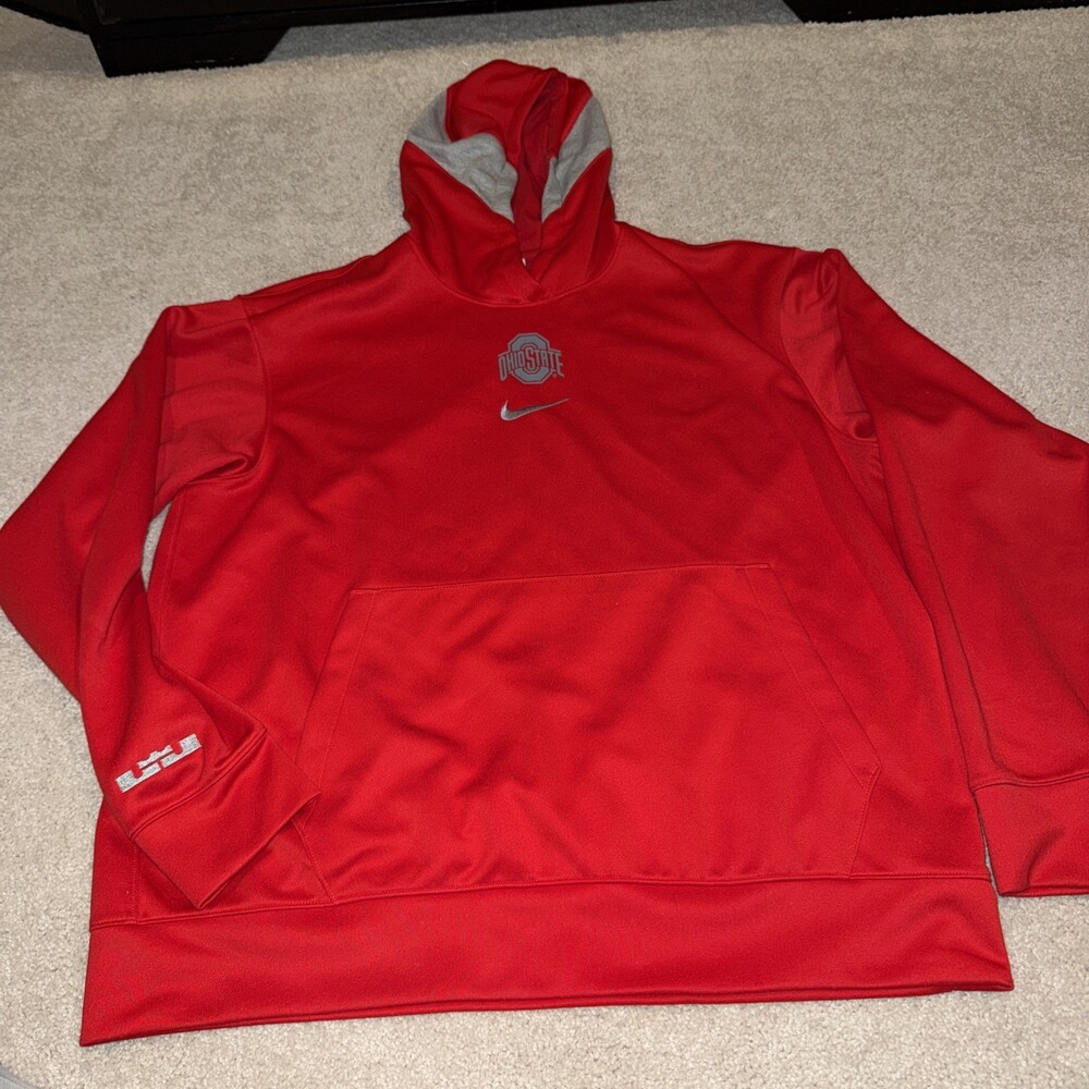 NIKE DriFit The Ohio State Buckeyes Hoodie RED Men's LARGE LeBron James Branded